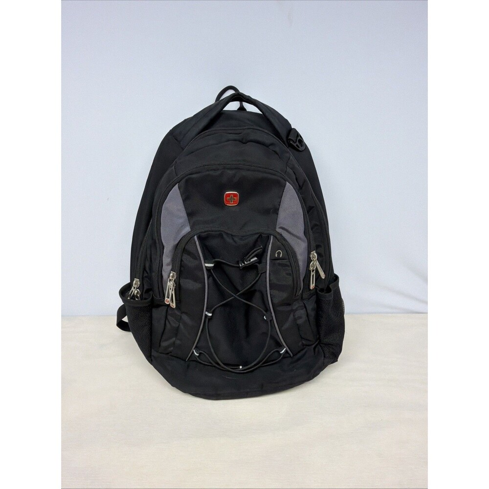 SwissGear Bungee Core Laptop Backpack Black Gray Computer Travel School Bag